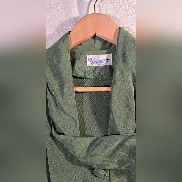 Georgiana 1950s Green Dress with Collar - Picture 2 of 4